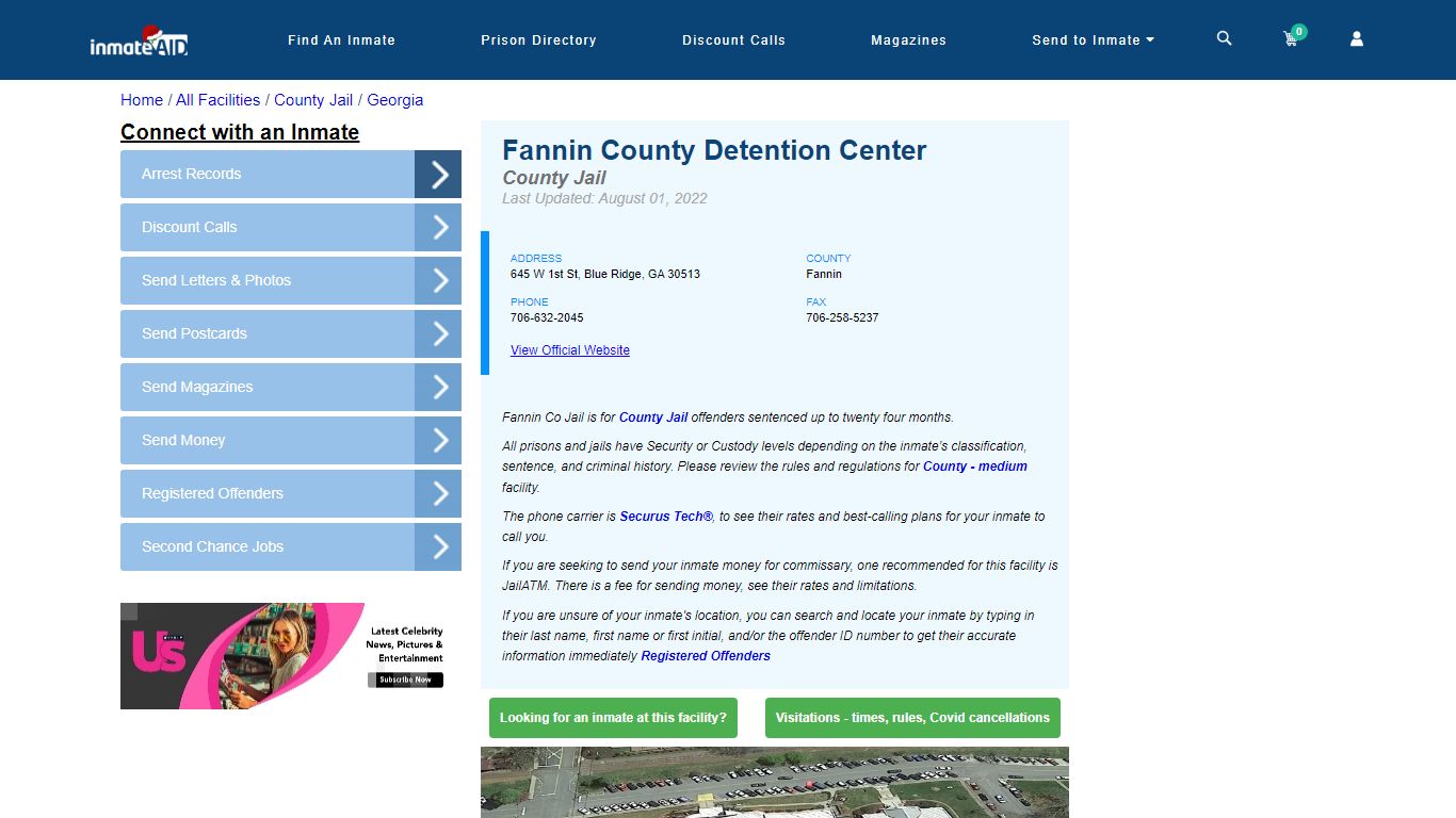Fannin County Detention Center - Inmate Locator - Blue Ridge, GA